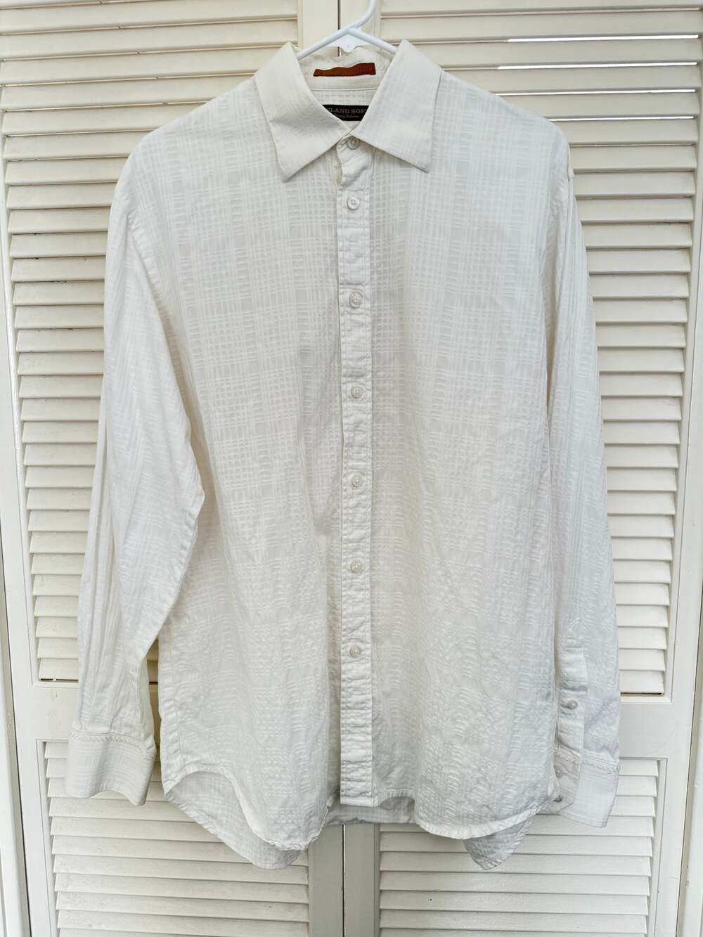 Tommy Bahama White Soft Island Plaid Button Up Long Sleeve Large Minimal Preppy